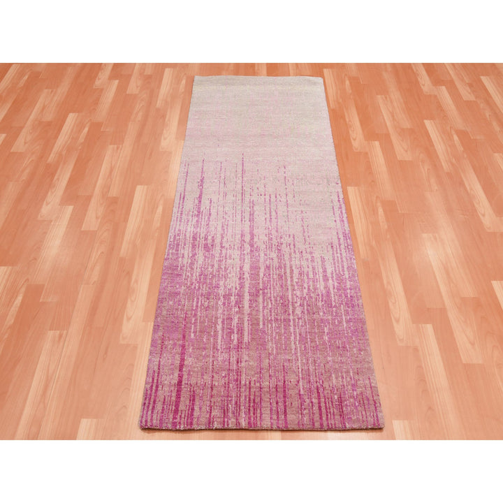 2'6" x 6'4" New Hand Knotted Pink Wool Runner Oriental Rug - MOA10275111