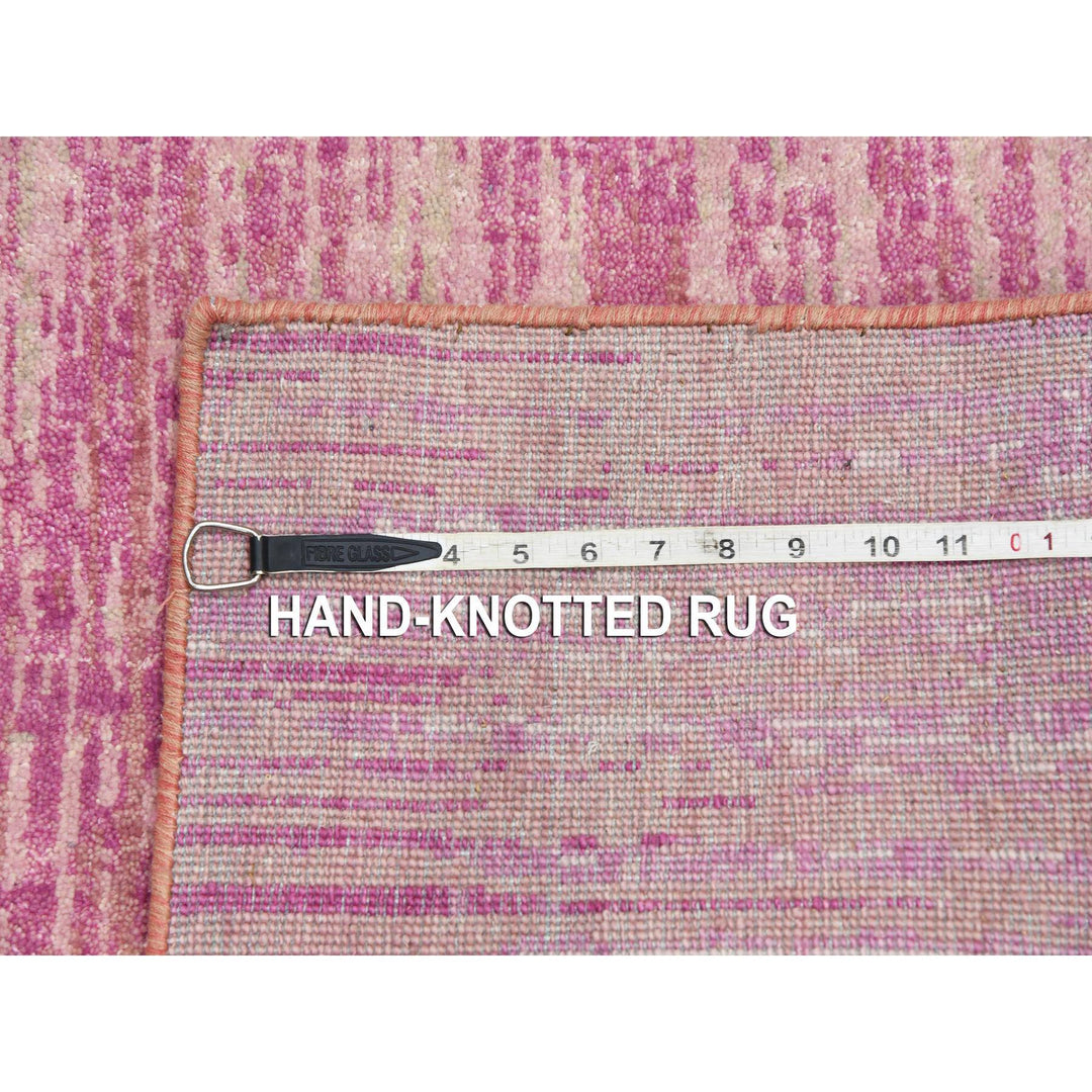 2'6" x 6'5" New Hand Knotted Pink Wool Runner Oriental Rug - MOA10275112