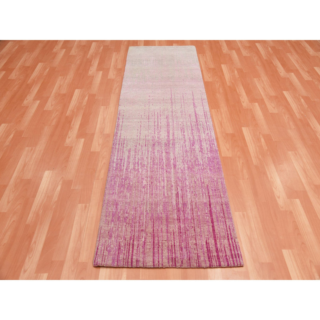 2'7" x 8'4" New Hand Knotted Pink Wool Runner Oriental Rug - MOA10275114