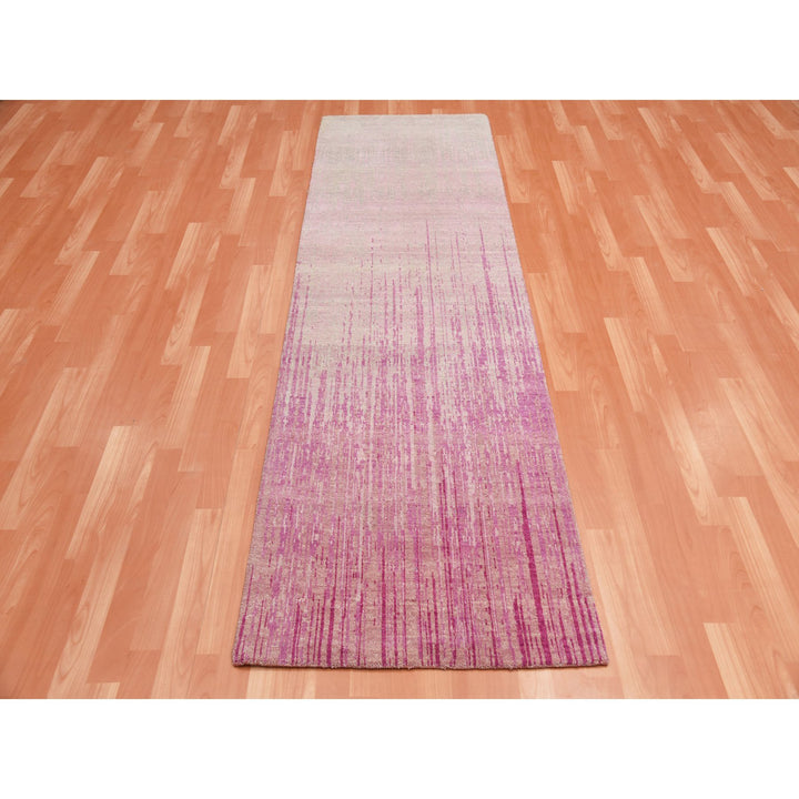 2'7" x 8'4" New Hand Knotted Pink Wool Runner Oriental Rug - MOA10275114