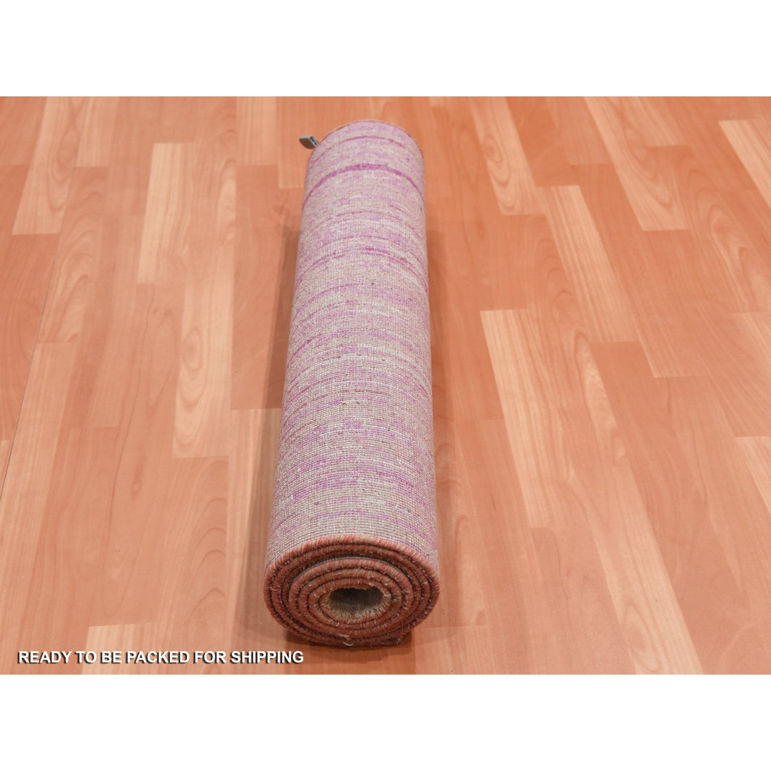 2'7" x 8'4" New Hand Knotted Pink Wool Runner Oriental Rug - MOA10275114