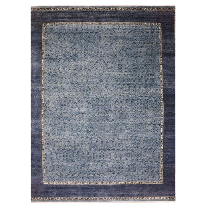 12'0" x 15'4" New Hand Knotted Blue Wool Rectangle Oriental Rug - MOA10275170