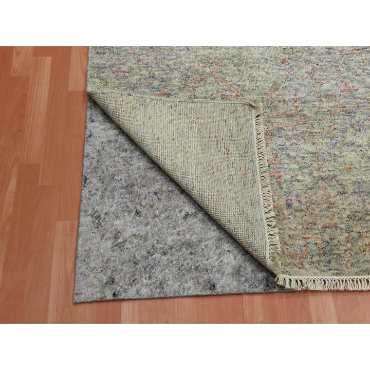 8'0" x 10'2" New Hand Knotted Grey Wool Rectangle Oriental Rug - MOA10275185