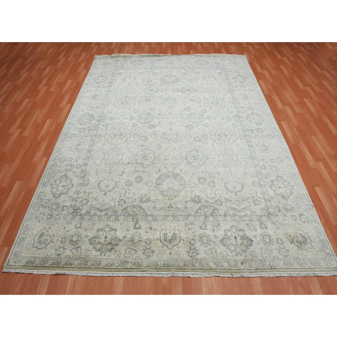 8'6" x 12'0" New Hand Knotted Grey Silk Rectangle Oriental Rug - MOA10275193