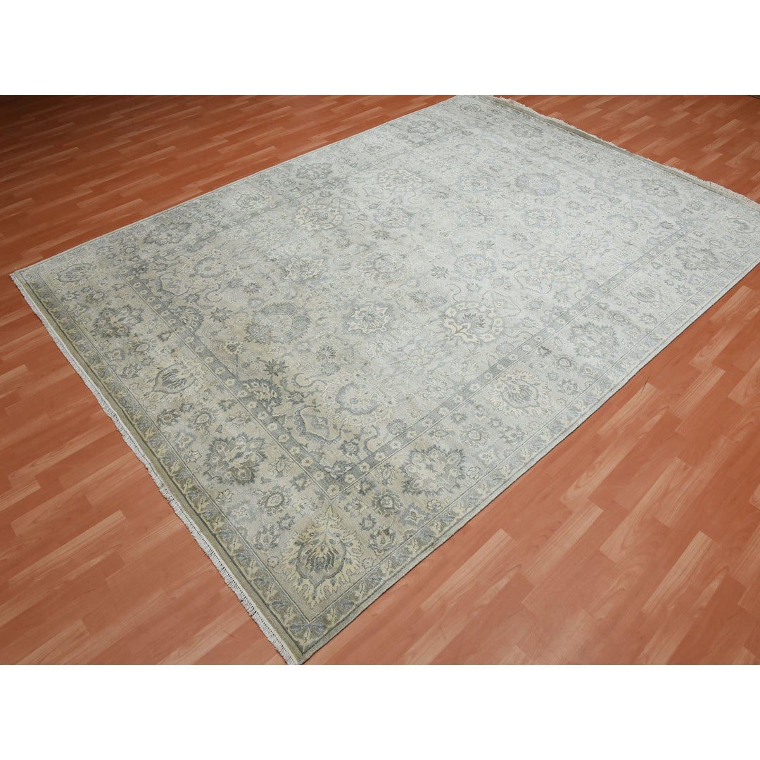 8'6" x 12'0" New Hand Knotted Grey Silk Rectangle Oriental Rug - MOA10275193