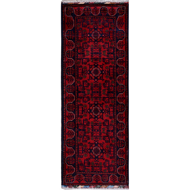 1'9" x 4'10" New Hand Knotted Red Wool Runner Oriental Rug - MOA102751