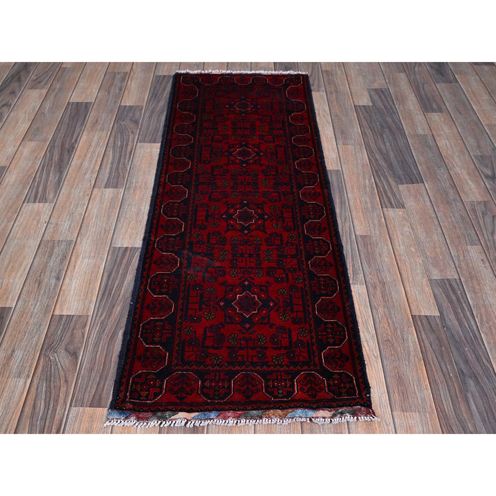 1'9" x 4'10" New Hand Knotted Red Wool Runner Oriental Rug - MOA102751