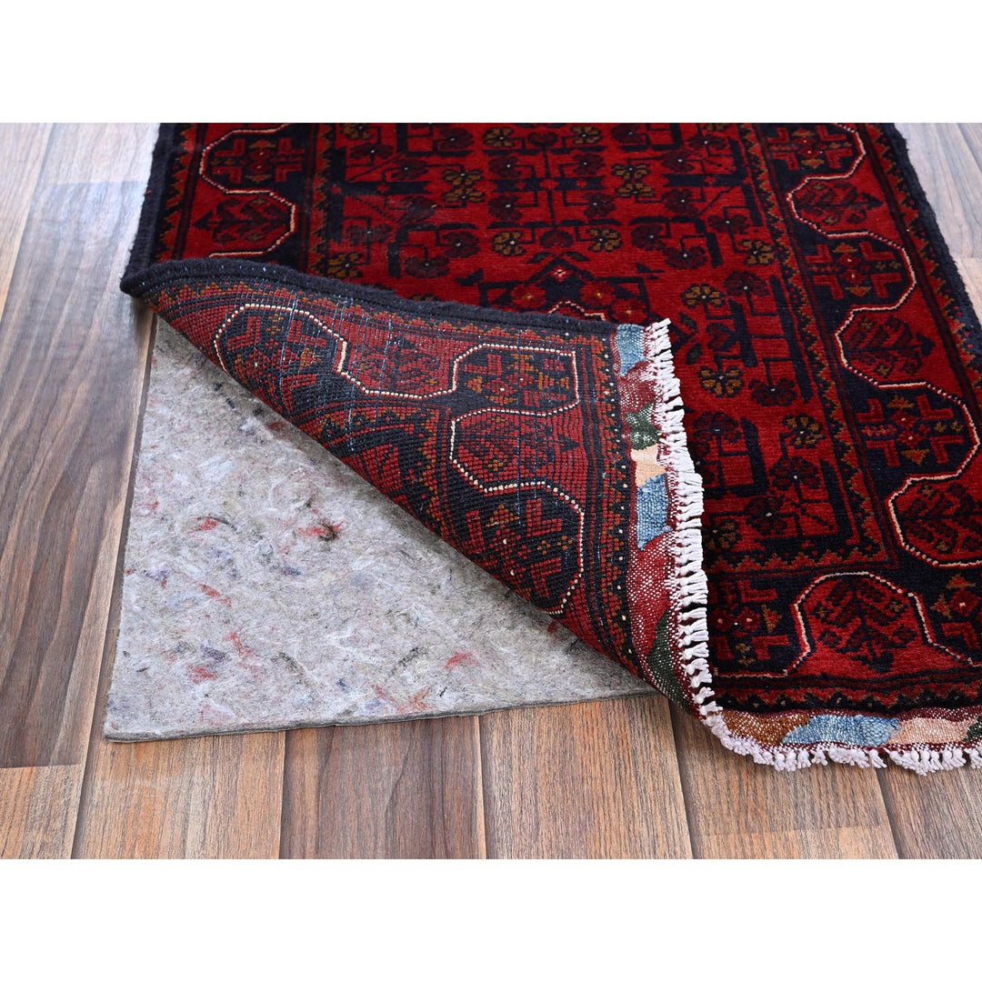 1'9" x 4'10" New Hand Knotted Red Wool Runner Oriental Rug - MOA102751