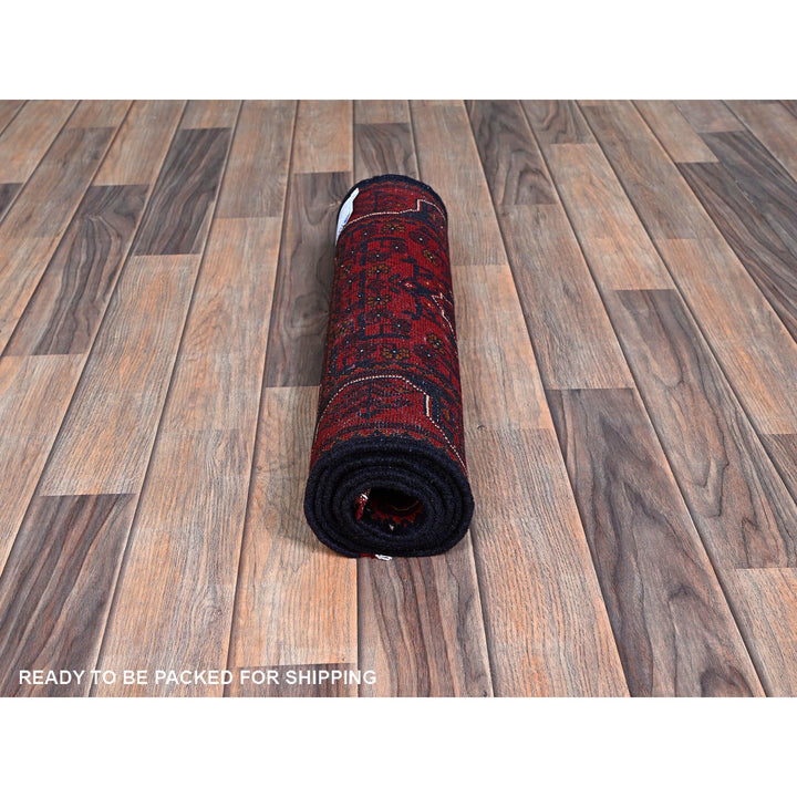 1'9" x 4'10" New Hand Knotted Red Wool Runner Oriental Rug - MOA102751