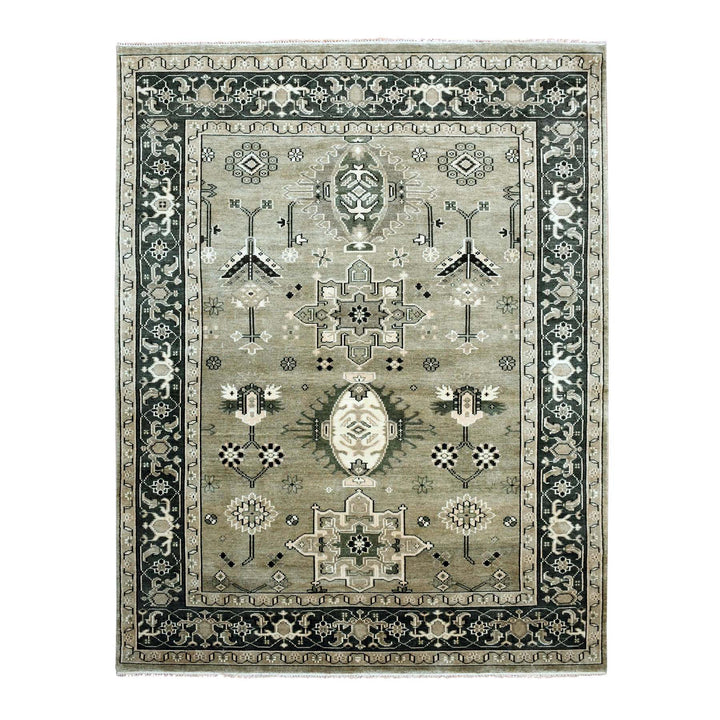 8'0" x 10'3" New Hand Knotted Grey Wool Rectangle Oriental Rug - MOA10275227