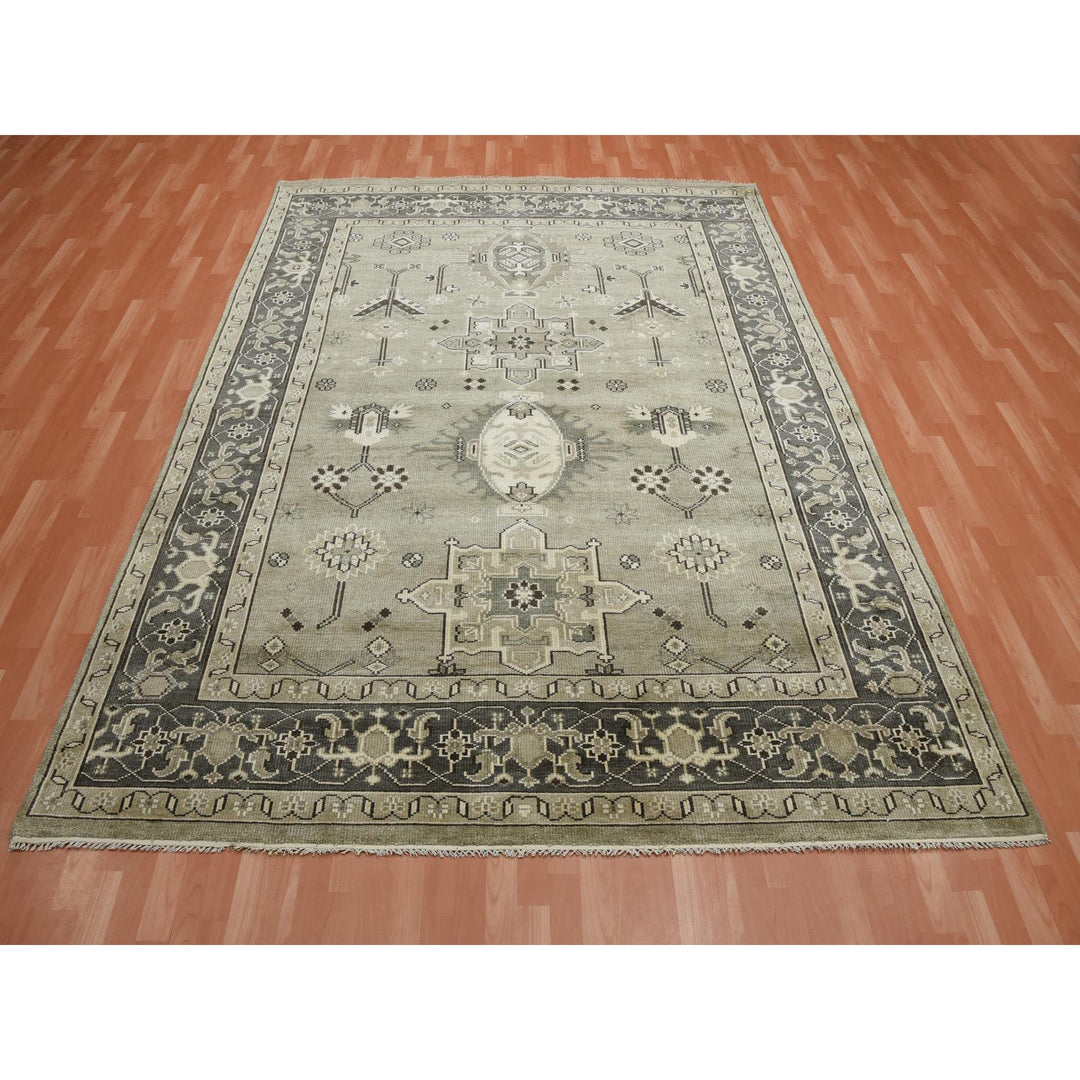 8'0" x 10'3" New Hand Knotted Grey Wool Rectangle Oriental Rug - MOA10275227