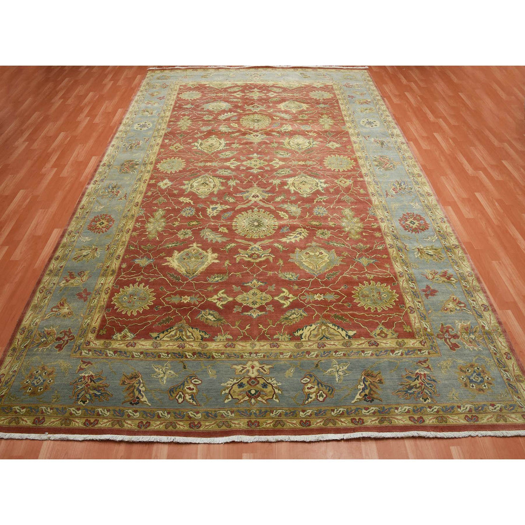 9'10" x 15'4" New Hand Knotted Red Wool Rectangle Oriental Rug - MOA10275228