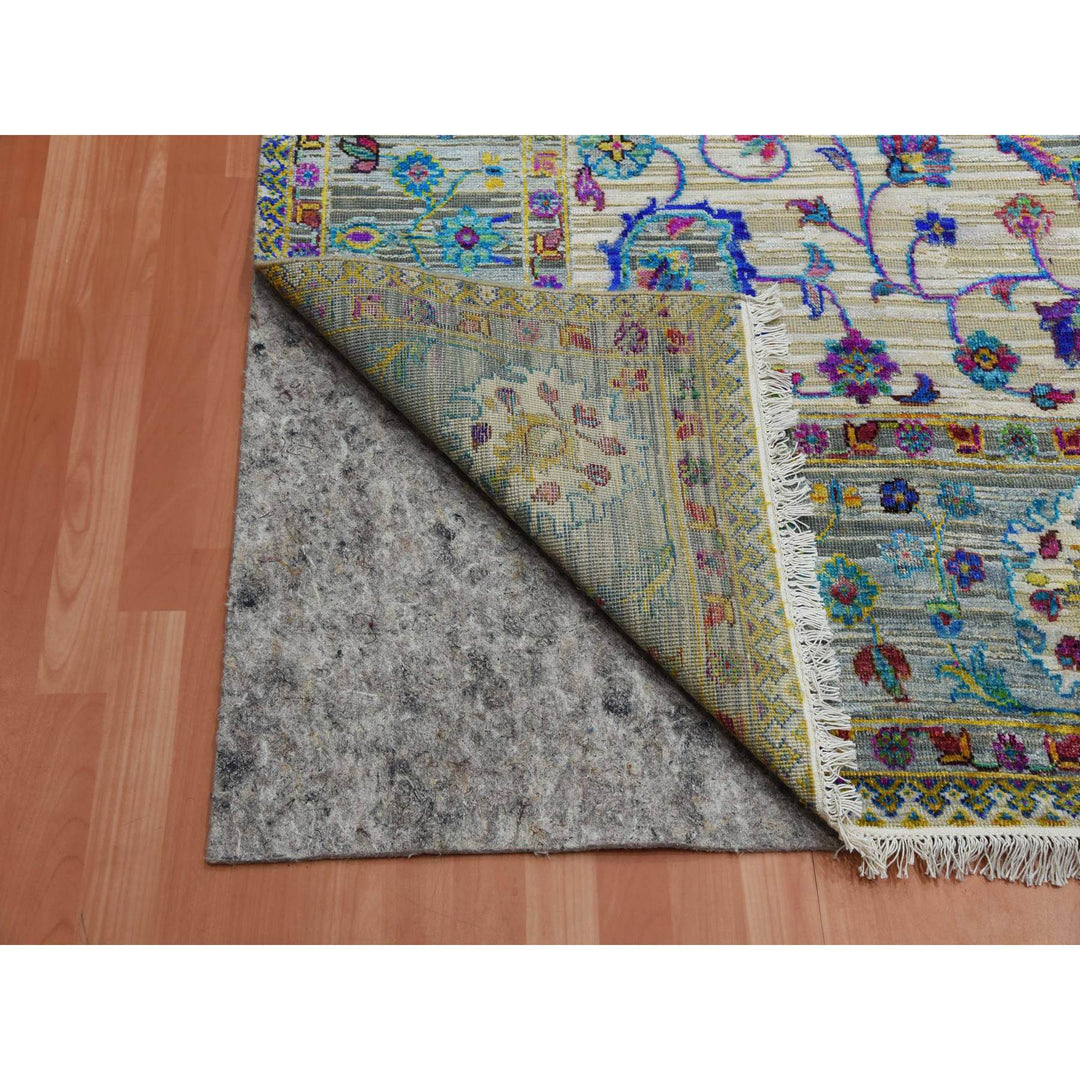 8'8" x 12'0" New Hand Knotted Grey Cotton Rectangle Oriental Rug - MOA10275233