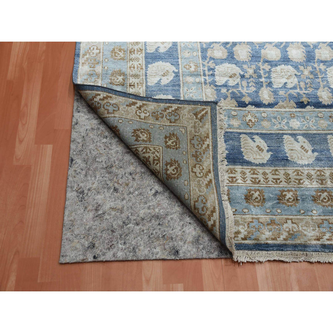 8'9" x 12'0" New Hand Knotted Blue Cotton Rectangle Oriental Rug - MOA10275242