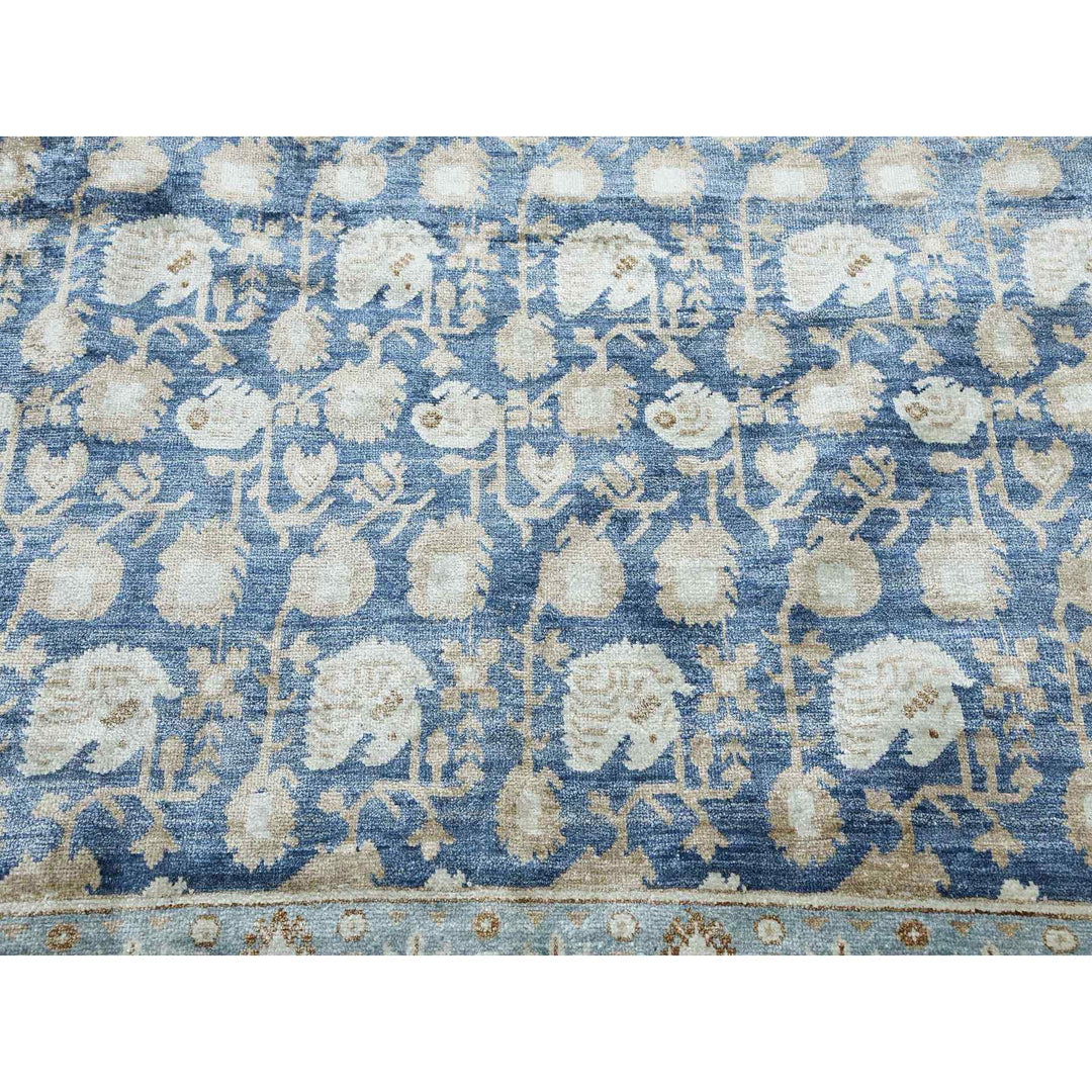 8'9" x 12'0" New Hand Knotted Blue Cotton Rectangle Oriental Rug - MOA10275242