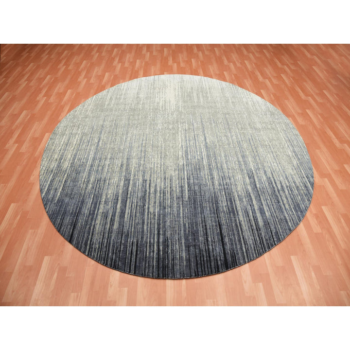 10'0" x 10'0" New Hand Knotted Grey Wool Round Oriental Rug - MOA10275251