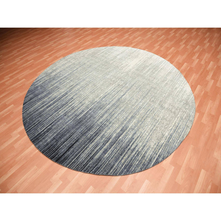 10'0" x 10'0" New Hand Knotted Grey Wool Round Oriental Rug - MOA10275251