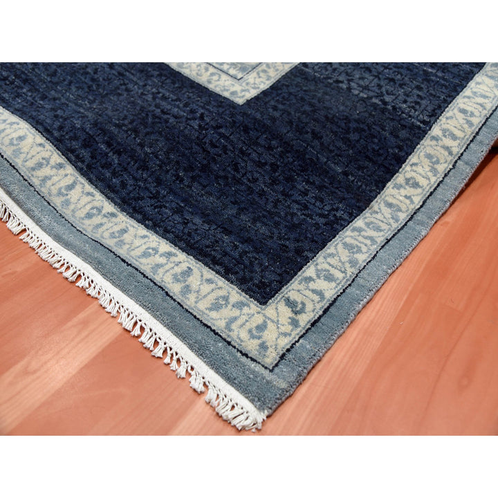 9'0" x 12'3" New Hand Knotted Blue Wool Rectangle Oriental Rug - MOA10275253