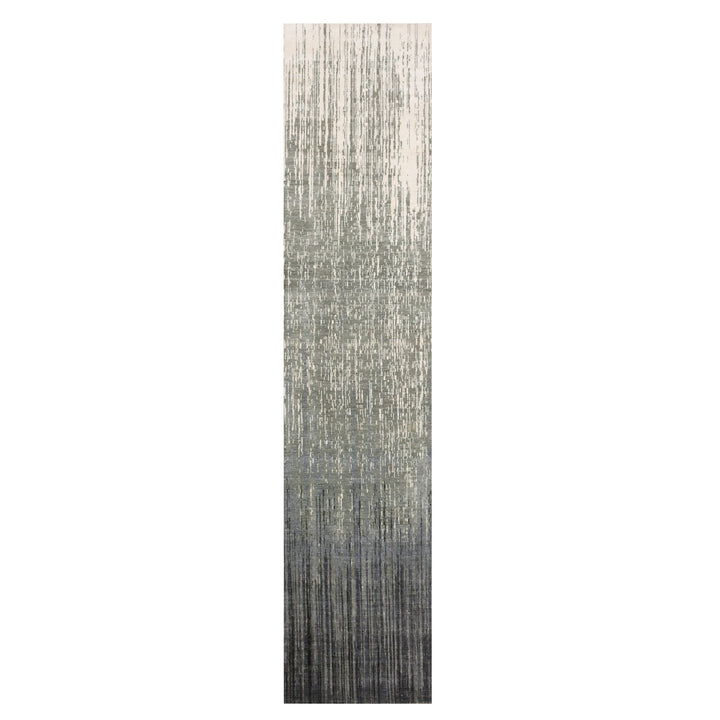 2'6" x 12'6" New Hand Knotted Grey Wool Runner Oriental Rug - MOA10275260