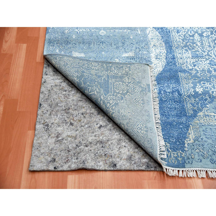 10'0" x 10'2" New Hand Knotted Blue Wool & Pure Silk Square Oriental Rug - MOA10275291