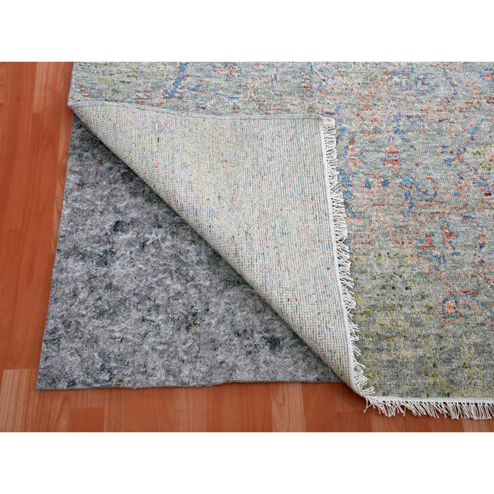 9'1" x 12'1" New Hand Knotted Grey Wool Rectangle Oriental Rug - MOA10275303