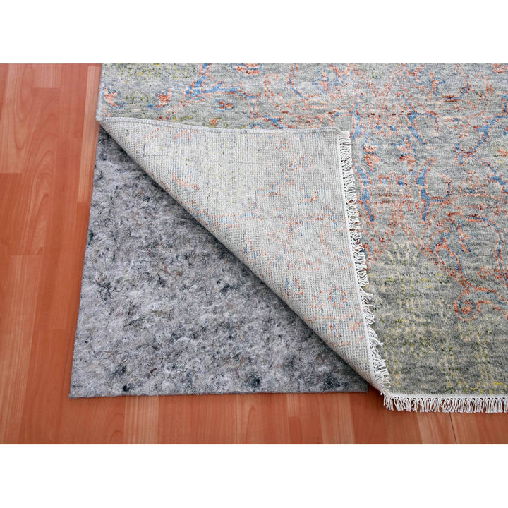 9'0" x 11'10" New Hand Knotted Grey Wool Rectangle Oriental Rug - MOA10275305