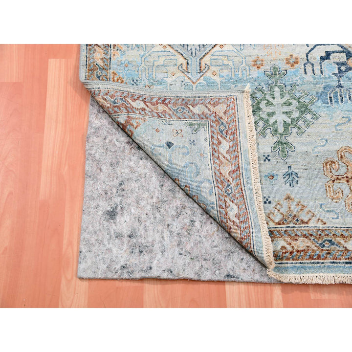 9'0" x 11'10" New Hand Knotted Blue Wool Rectangle Oriental Rug - MOA10275323