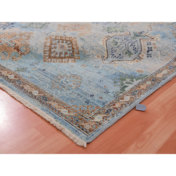 9'0" x 11'10" New Hand Knotted Blue Wool Rectangle Oriental Rug - MOA10275323