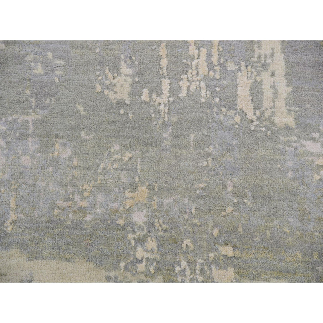 10'0" x 14'1" New Hand Knotted Grey Wool & Silk Rectangle Oriental Rug - MOA10275334