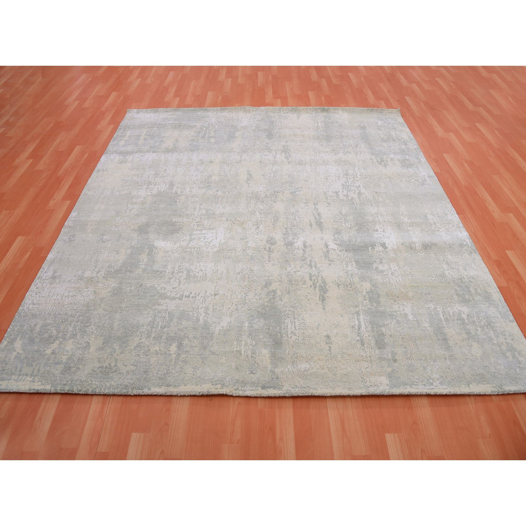 8'1" x 8'2" New Hand Knotted Grey Cotton Square Oriental Rug - MOA10275343