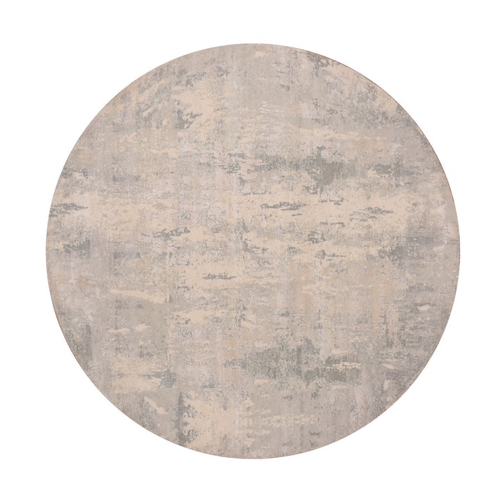 8'2" x 8'2" New Hand Knotted Grey Wool & Silk Round Oriental Rug - MOA10275345