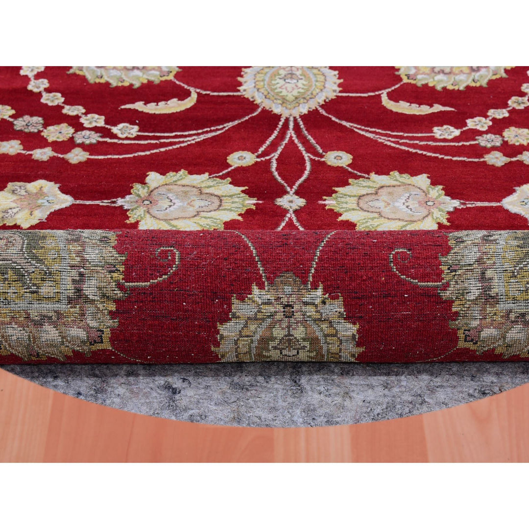 8'0" x 8'3" New Hand Knotted Red Wool Round Oriental Rug - MOA10275355