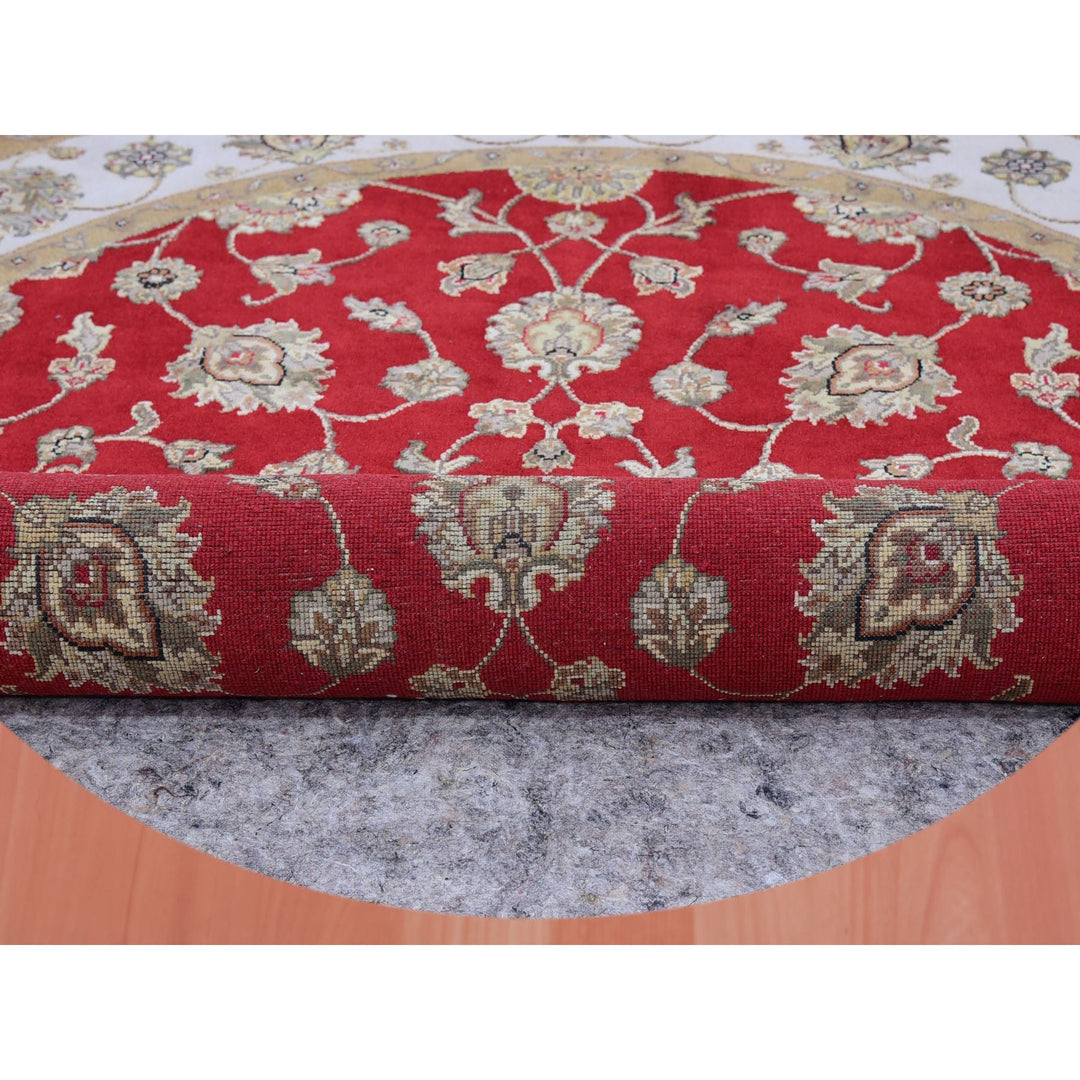 6'0" x 6'1" New Hand Knotted Red Wool Round Oriental Rug - MOA10275361