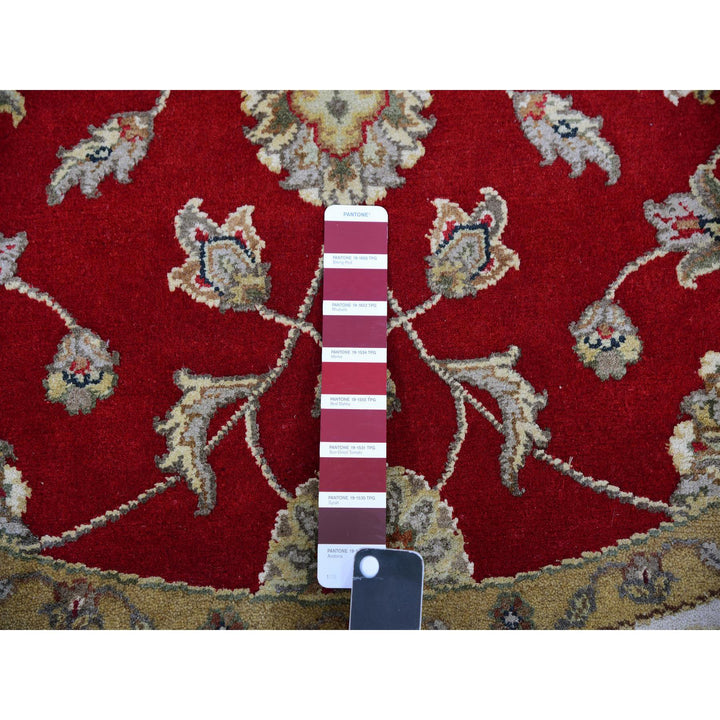 6'0" x 6'1" New Hand Knotted Red Wool Round Oriental Rug - MOA10275361