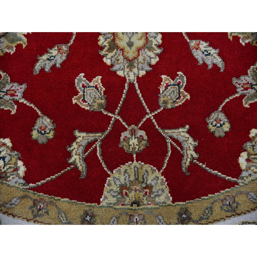 6'0" x 6'1" New Hand Knotted Red Wool Round Oriental Rug - MOA10275361