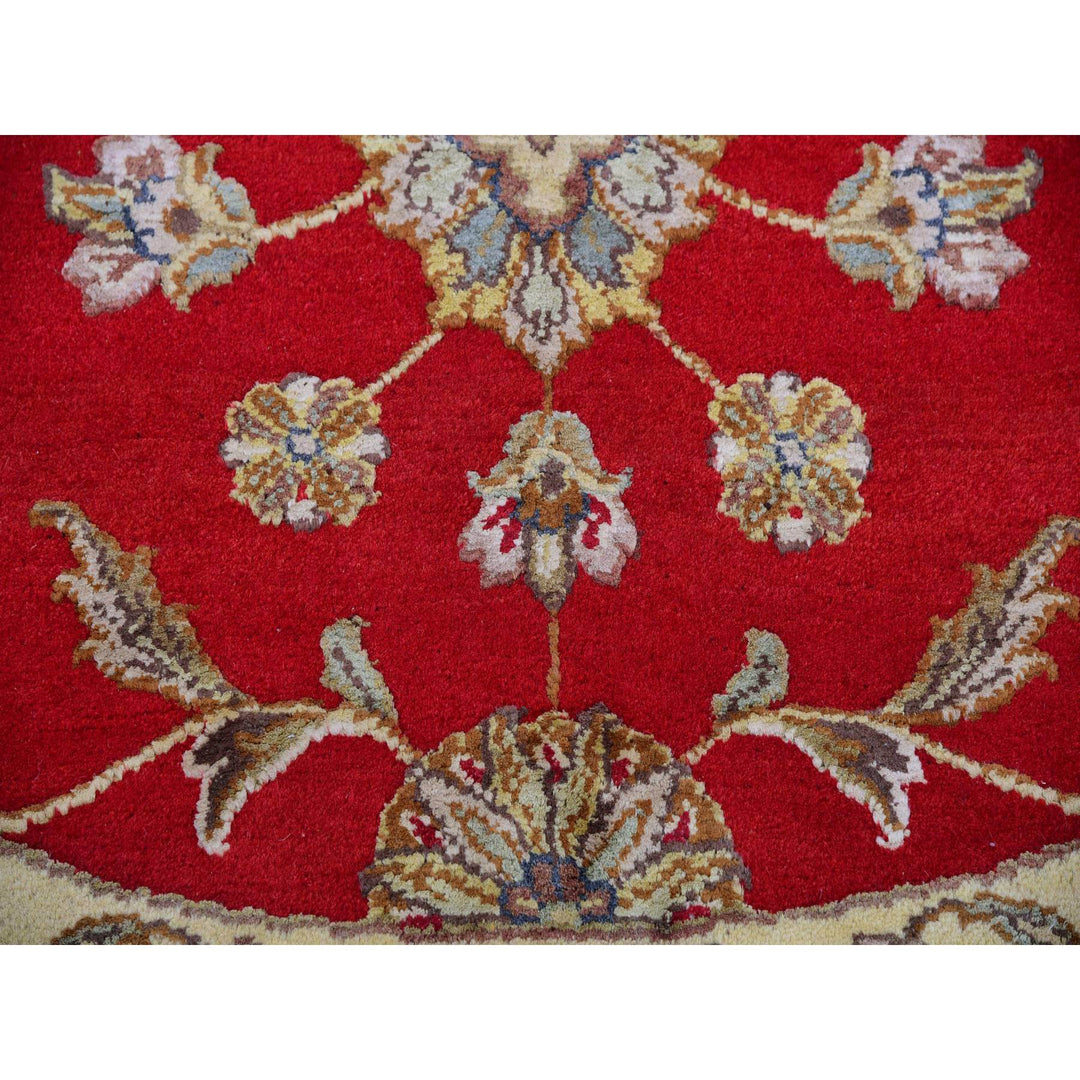 6'0" x 6'0" New Hand Knotted Red Cotton Round Oriental Rug - MOA10275362