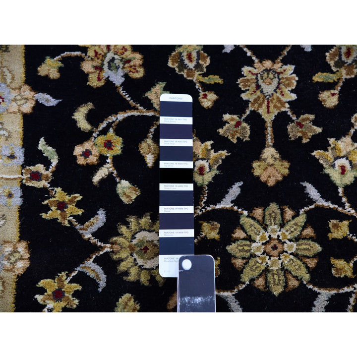 3'1" x 12'2" New Hand Knotted Black Wool Runner Oriental Rug - MOA10275381