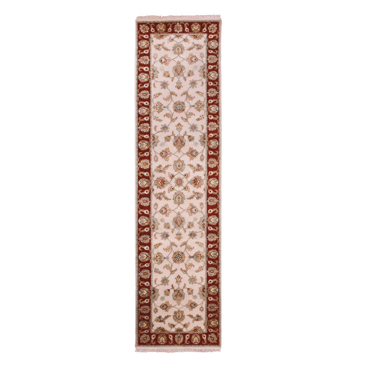 2'7" x 10'4" New Hand Knotted Ivory Wool Runner Oriental Rug - MOA10275382