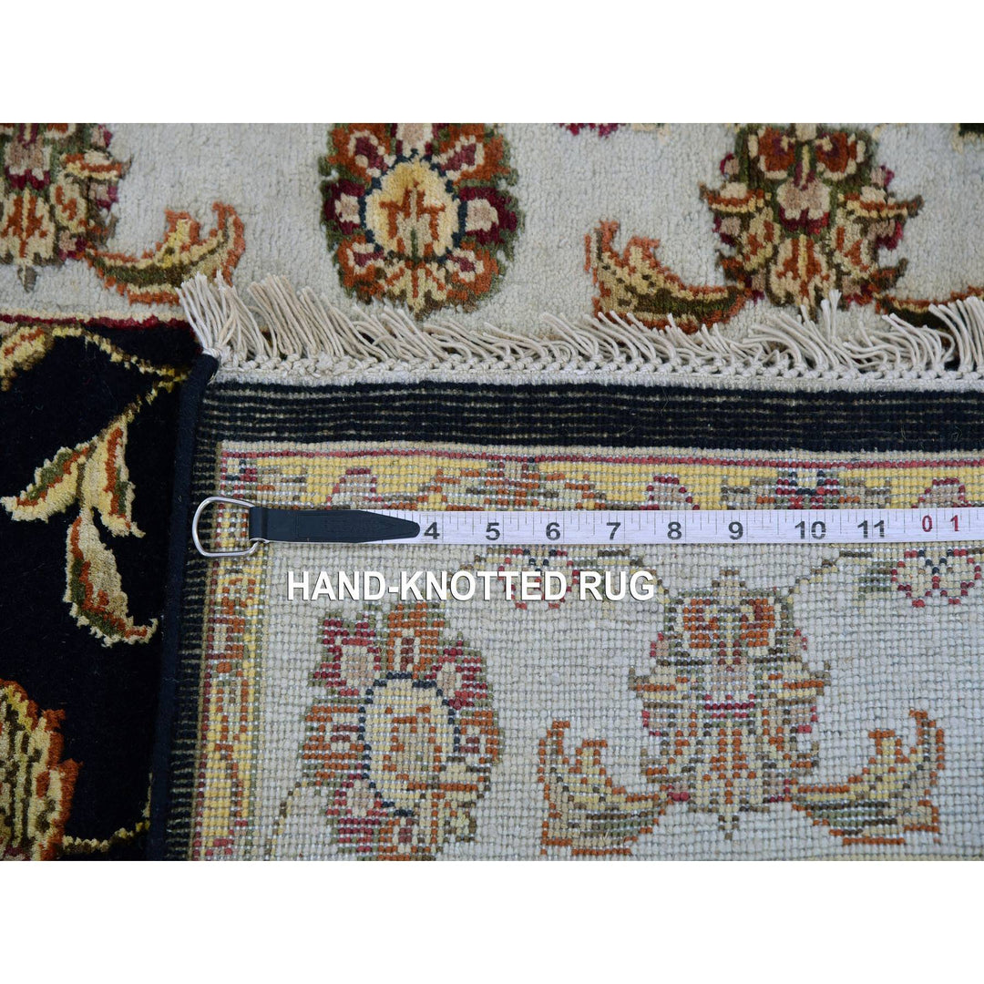 2'7" x 9'10" New Hand Knotted Black Wool & Silk Runner Oriental Rug - MOA10275388