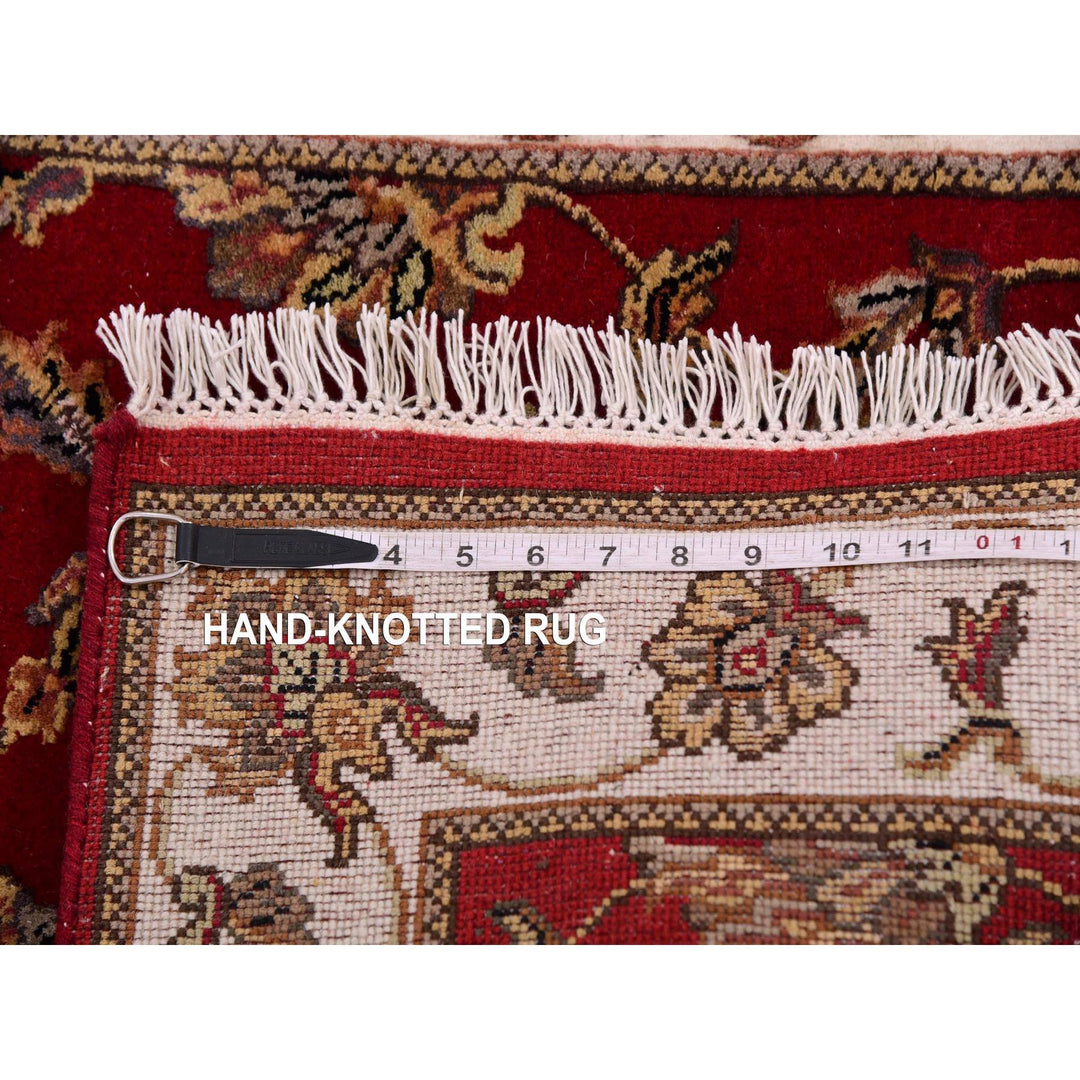 2'6" x 8'2" New Hand Knotted Red Wool & Silk Runner Oriental Rug - MOA10275393