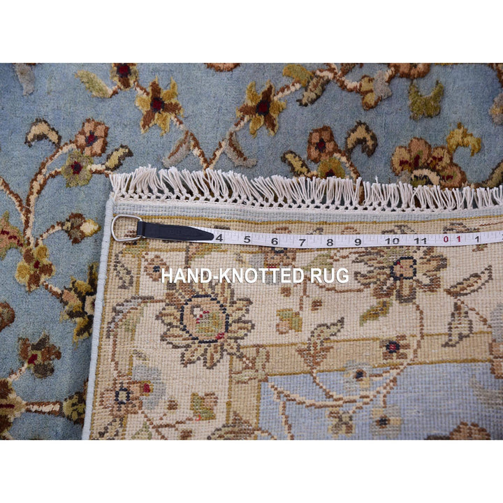 3'0" x 12'2" New Hand Knotted Blue Wool & Silk Runner Oriental Rug - MOA10275396