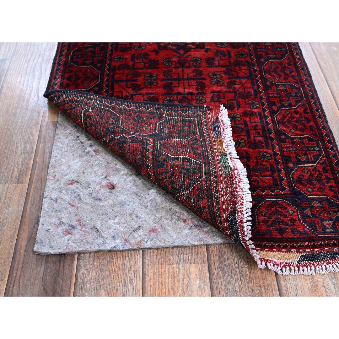 1'9" x 4'9" New Hand Knotted Red Wool Runner Oriental Rug - MOA102753