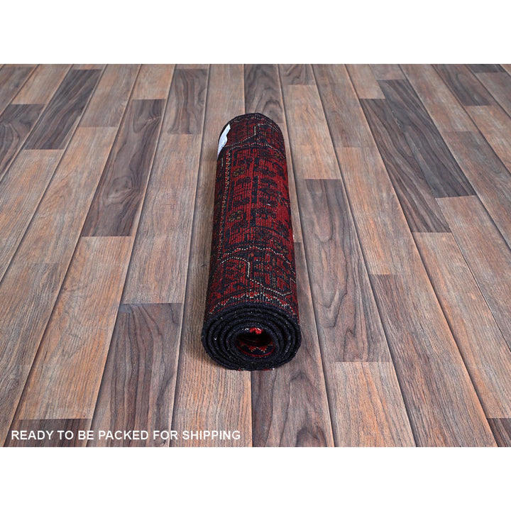 1'9" x 4'9" New Hand Knotted Red Wool Runner Oriental Rug - MOA102753