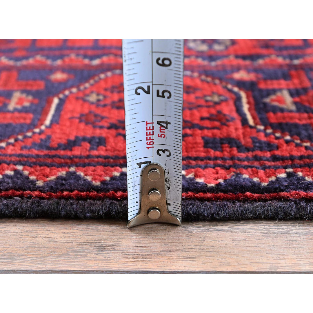 1'9" x 4'9" New Hand Knotted Red Wool Runner Oriental Rug - MOA102753