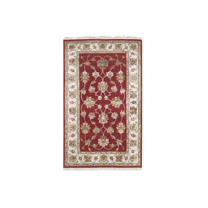 3'1" x 5'3" New Hand Knotted Red Wool Rectangle Oriental Rug - MOA10275402