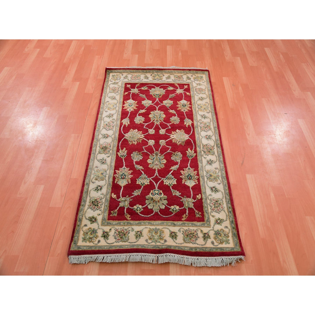 3'0" x 5'2" New Hand Knotted Red Wool Rectangle Oriental Rug - MOA10275404