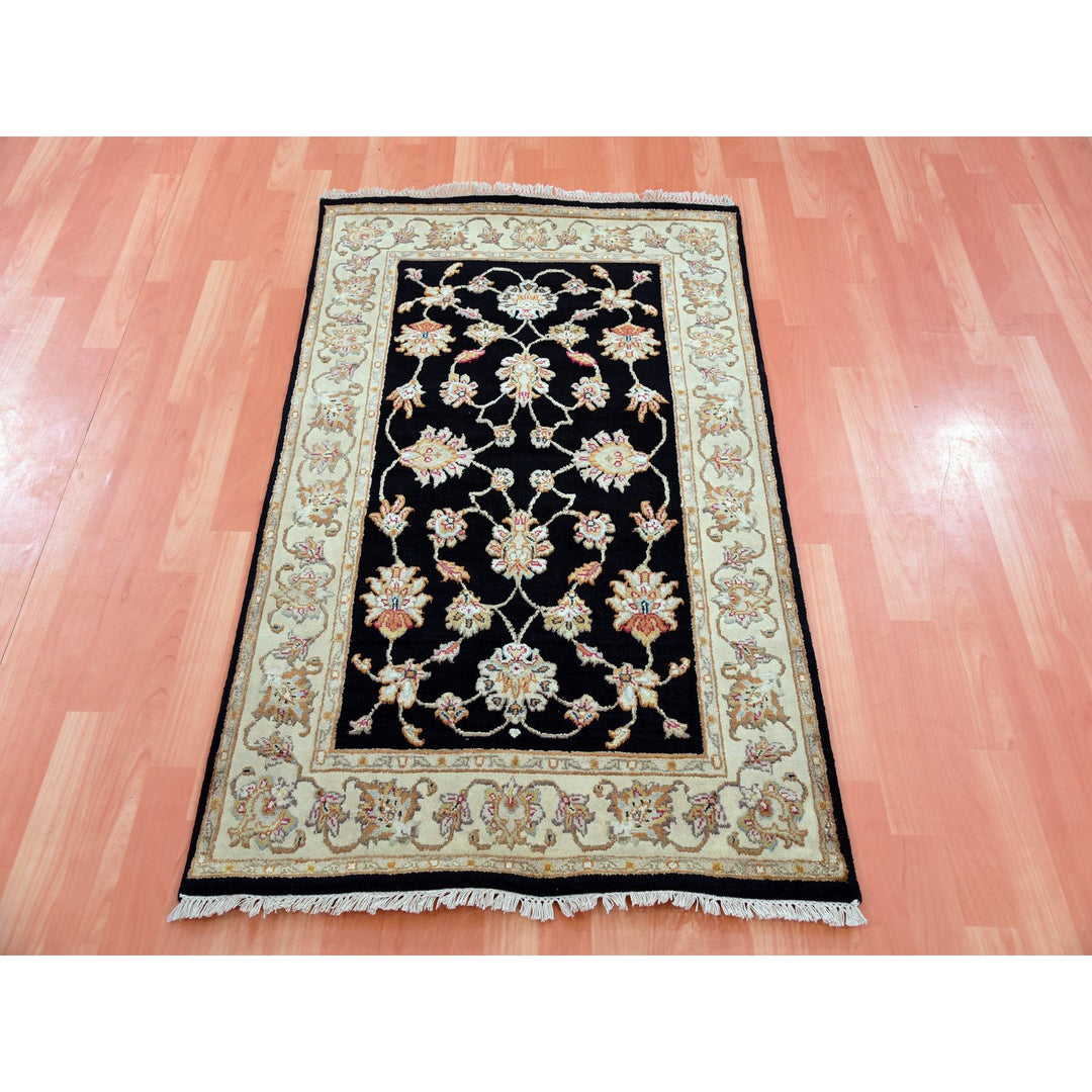 3'0" x 4'9" New Hand Knotted Black Wool & Silk Rectangle Oriental Rug - MOA10275406