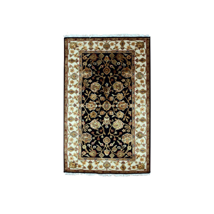 3'0" x 5'2" New Hand Knotted Black Cotton Rectangle Oriental Rug - MOA10275408