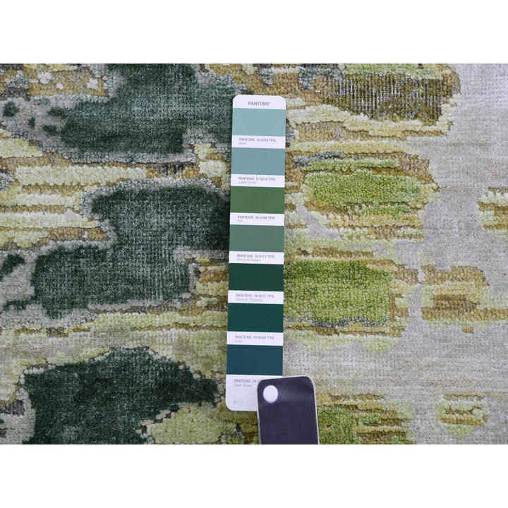 9'11" x 14'4" New Hand Knotted Green Cotton Rectangle Oriental Rug - MOA10275420