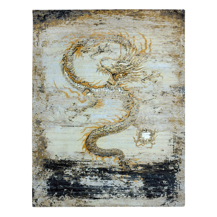 7'11" x 10'4" Vintage Hand Knotted Beige Wool Rectangle Oriental Rug - MOA10275435